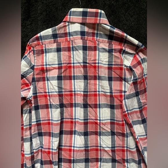 EXPRESS Men’s Red/ Blue Plaid Button-Down Modern Fit Shirt Sz S(14-14.5)PreOwned - Picture 6 of 11